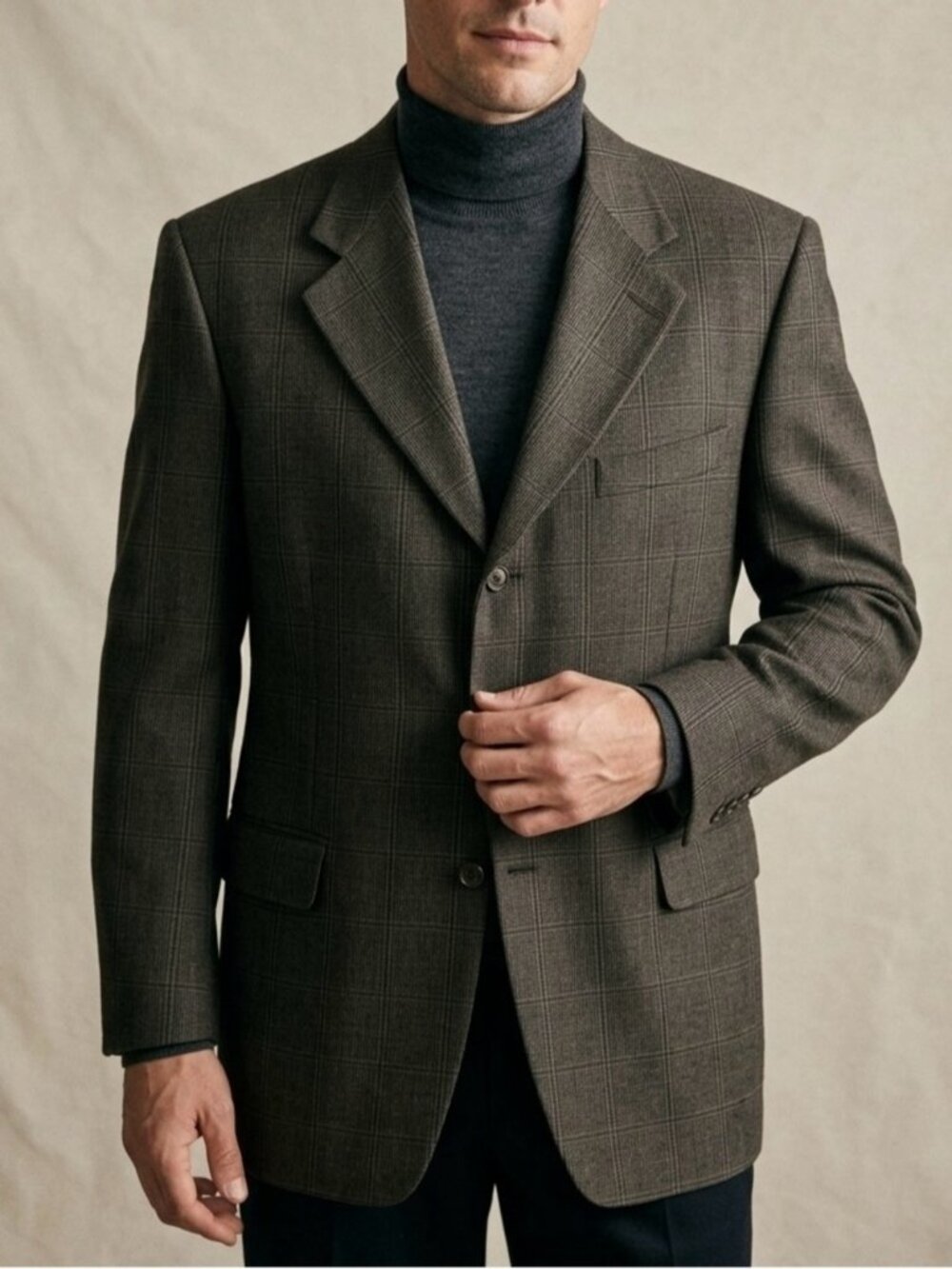 Canali Wool Cashmere Three Button Blazer Sport Coat Jacket Size 42R Brown Italy